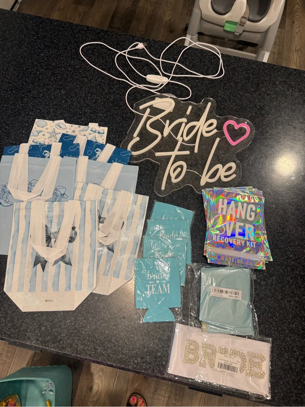 Bride To Be Neon Sign and Teal Bachelorette Party Kit